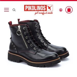 Pikolinos Black Leather Ankle Boots